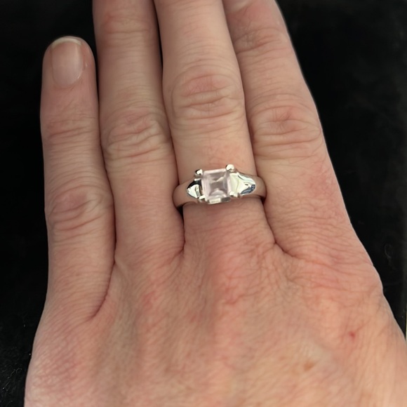 Sterling 925 ATI Promise Ting Pink Square Asher cut  Stone ring 8.25 - Picture 8 of 8